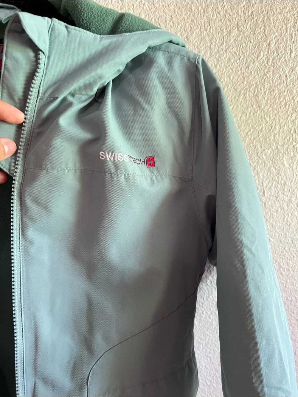 Swiss Tech Kids Mint Hooded Raincoat